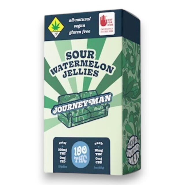 J-100SWJ - Journeyman Sour Watermelon Jellies (100mg THC)