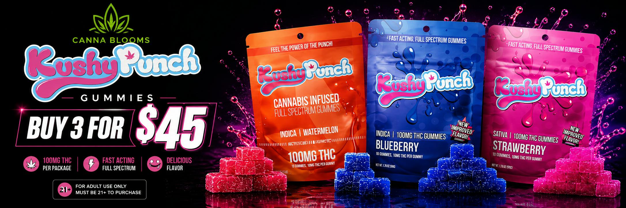 KUSHY PUNCH GUMMIES BUY 3 FOR $45