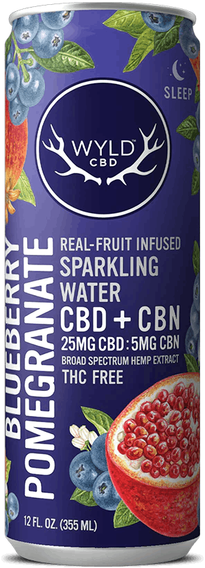 WYLD, Blueberry Pomegranate CBD:CBN Sparkling Water 30mg