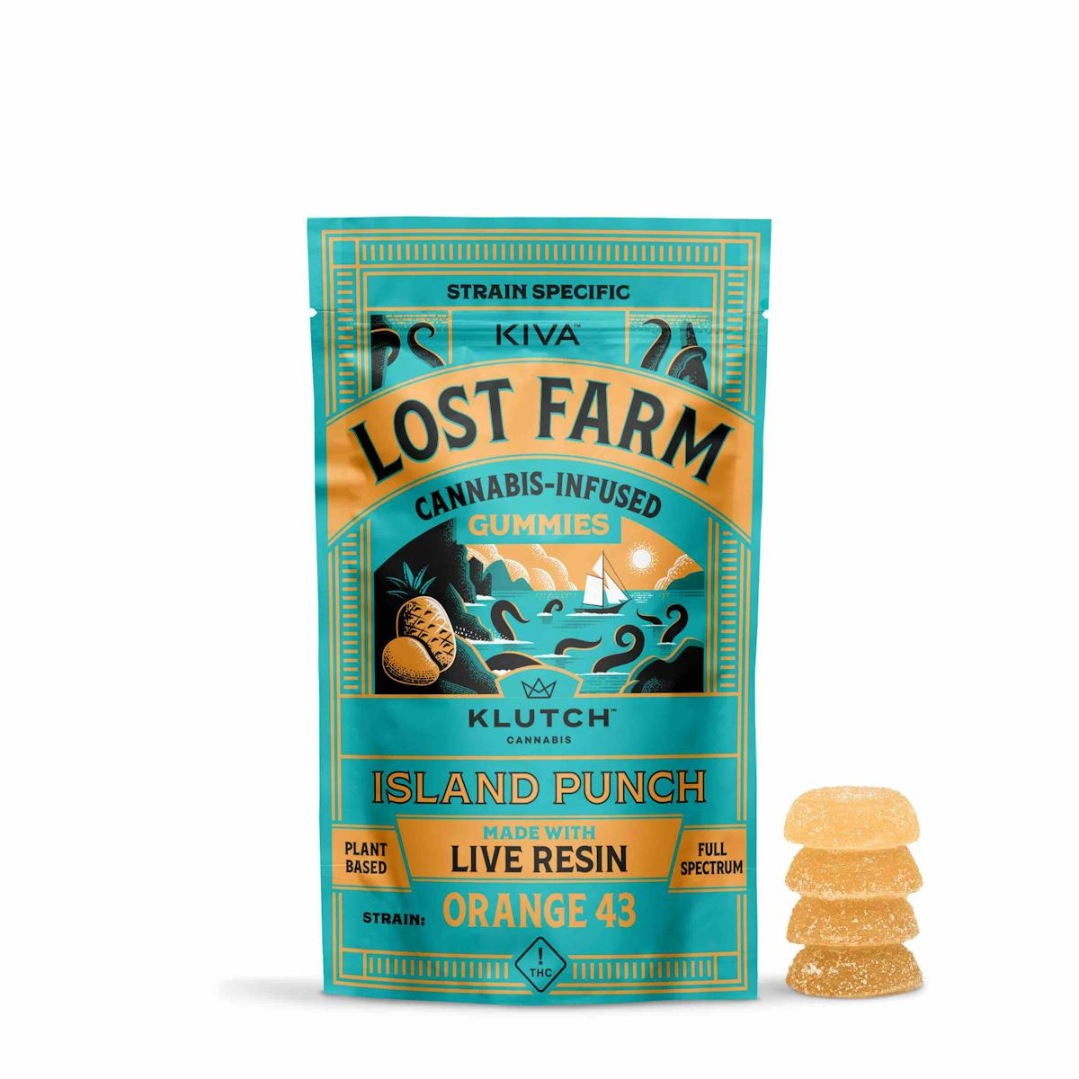 Photo of Lost Farm Orange 43 Island Punch Live Resin Gummies