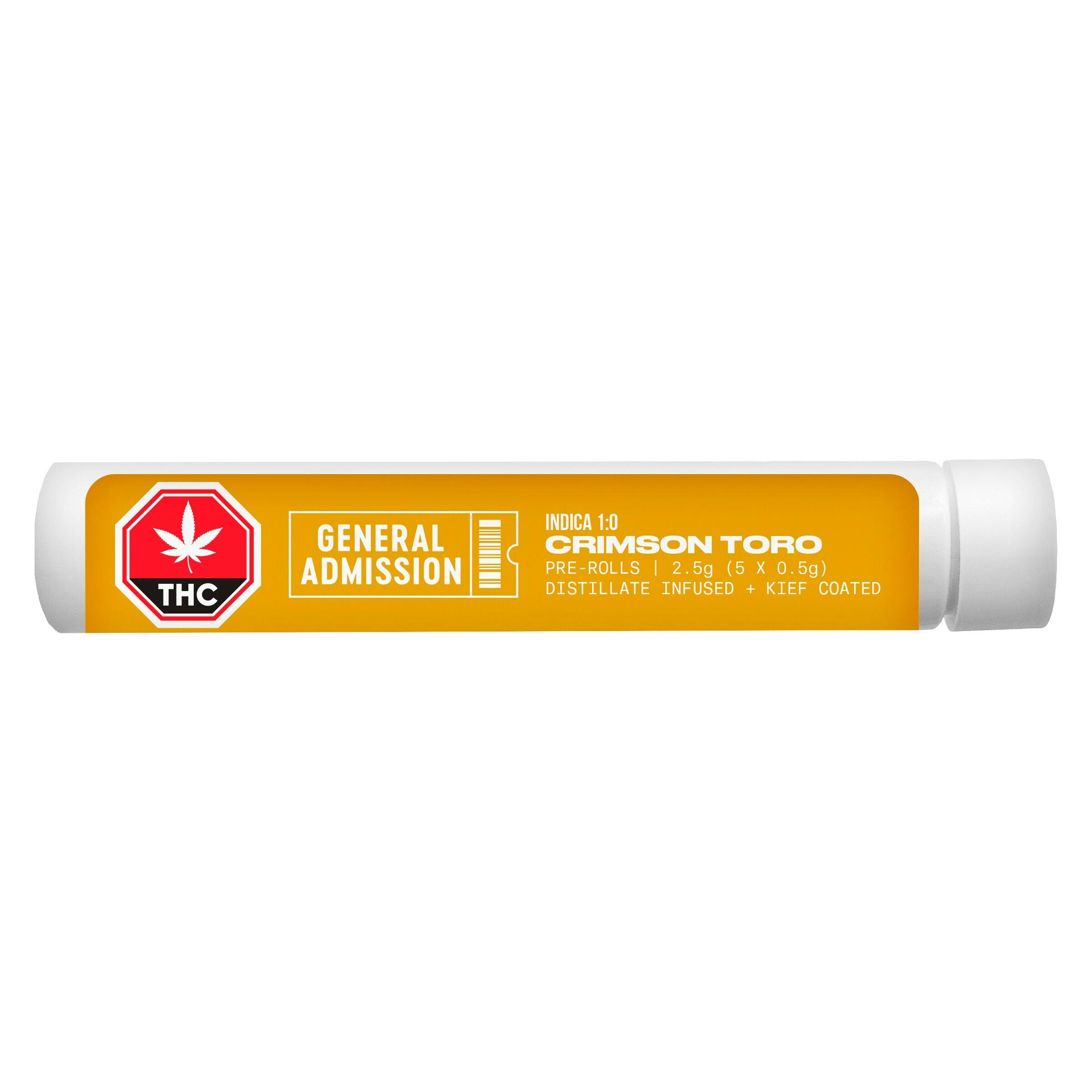 General admission - crimson toro distillate infused pre-roll - 5x0. 5g