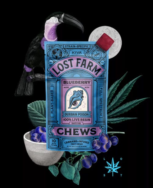 Product CL Kiva Lost Farm Live Resin Fruit Chews - Blueberry 100mg (10pk)