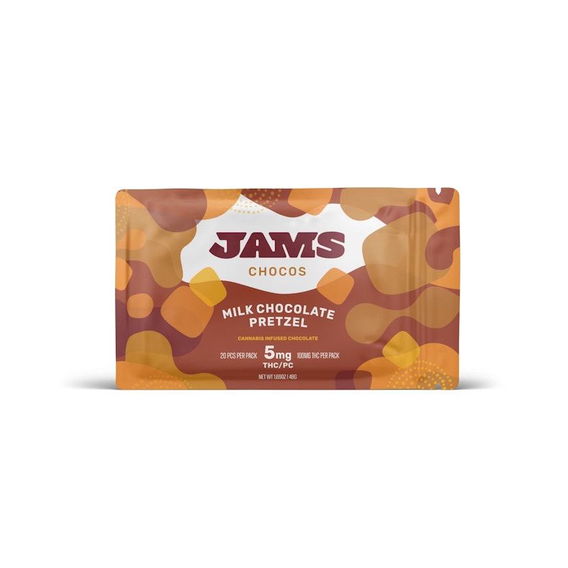 JAMS Chocos Edibles: 20pk Milk Chocolate Pretzel (H) 100mg