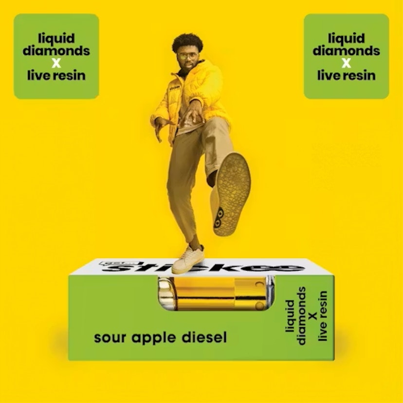 Stickee 1g Live Resin & Liquid Diamond Cart Sour Apple Diesel