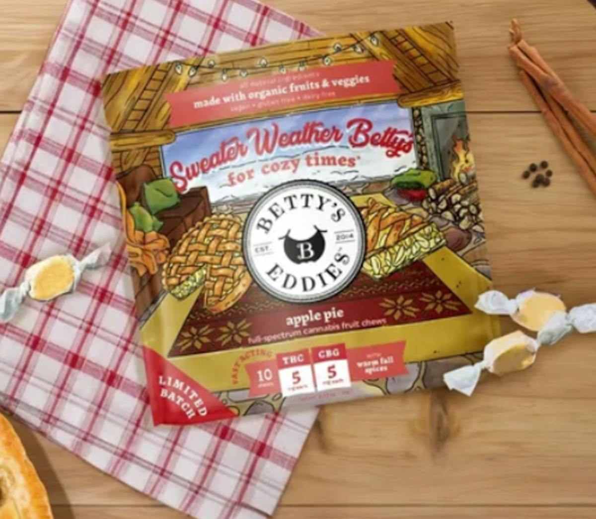 Photo of Betty’s Eddies 1:1 Sweater Weather Betty’s for Cozy Times 50mg 10pk (THC:CBG) – Apple Pie Chews