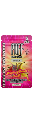 Strawberry Banana Smash- – 5pk- Diamond Infused Pre-Roll Pack- PUFF-active