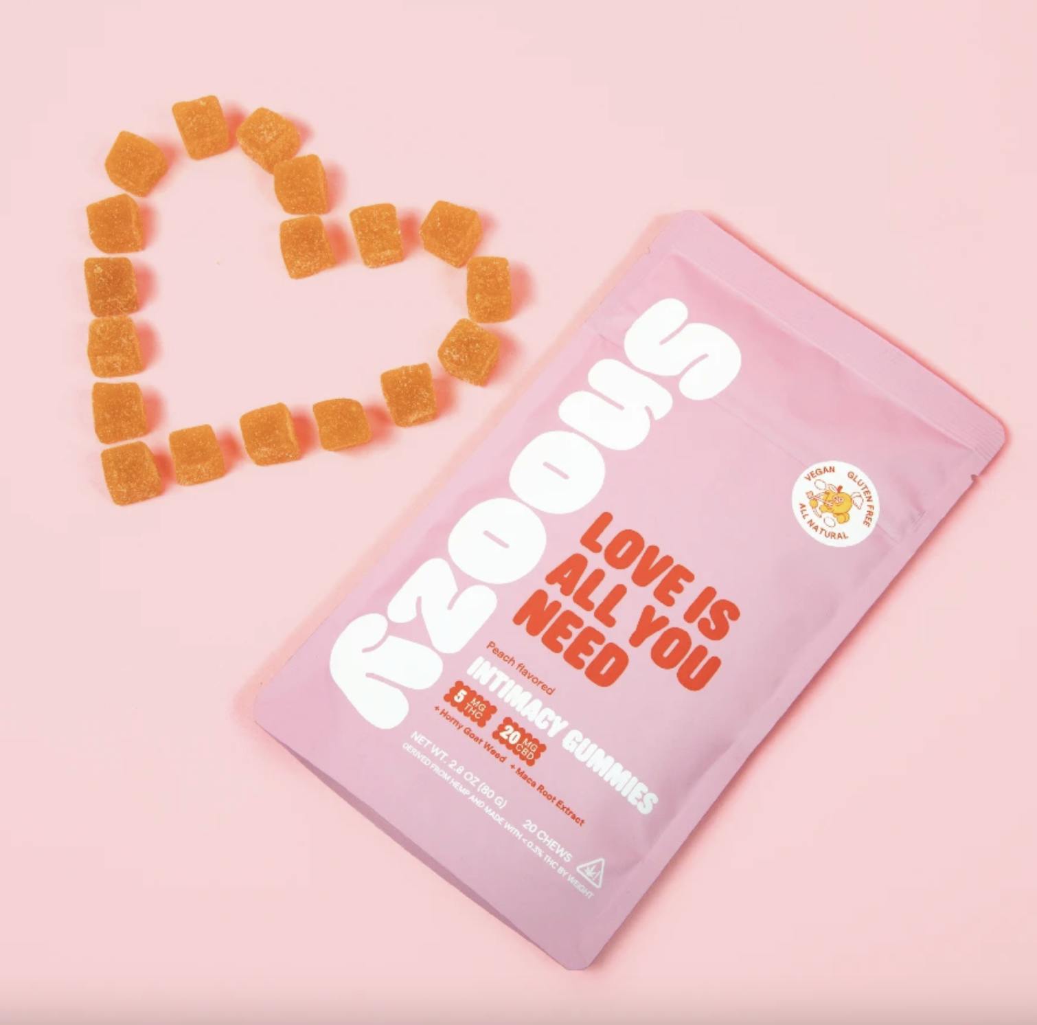 Snoozy | Love is All You Need | Intimacy Gummies 20 pack (100mg) | Peach