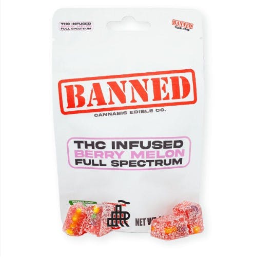 Product: BANNED EDIBLE CO. | BERRY MELON - 200MG GUMMIES 4PK | HYBRID