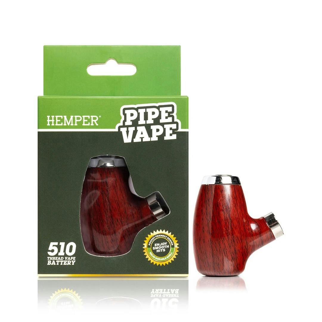 Hemper | Pipe Vape | 510 Thread Battery | Natural Wood