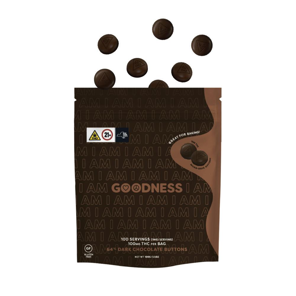 Photo of GOODNESS – Dark Chocolate Micro-Dose Buttons 100pk – 100MG(1mg serving)