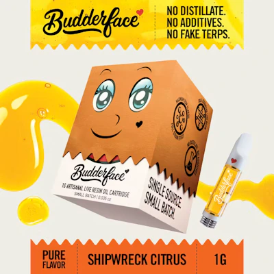 Budderface - 1g Live Resin Cart - Shipwreck Citrus - CARTRIDGES by Budderface at King of Budz