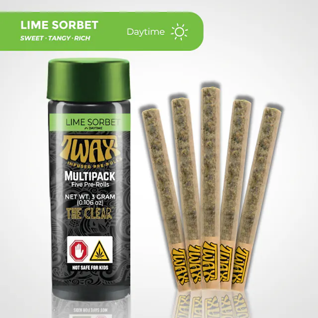 TWAX Infused Pre-Roll Pack Lime Sorbet 5pk/3g (sativa, infused pre roll packs)