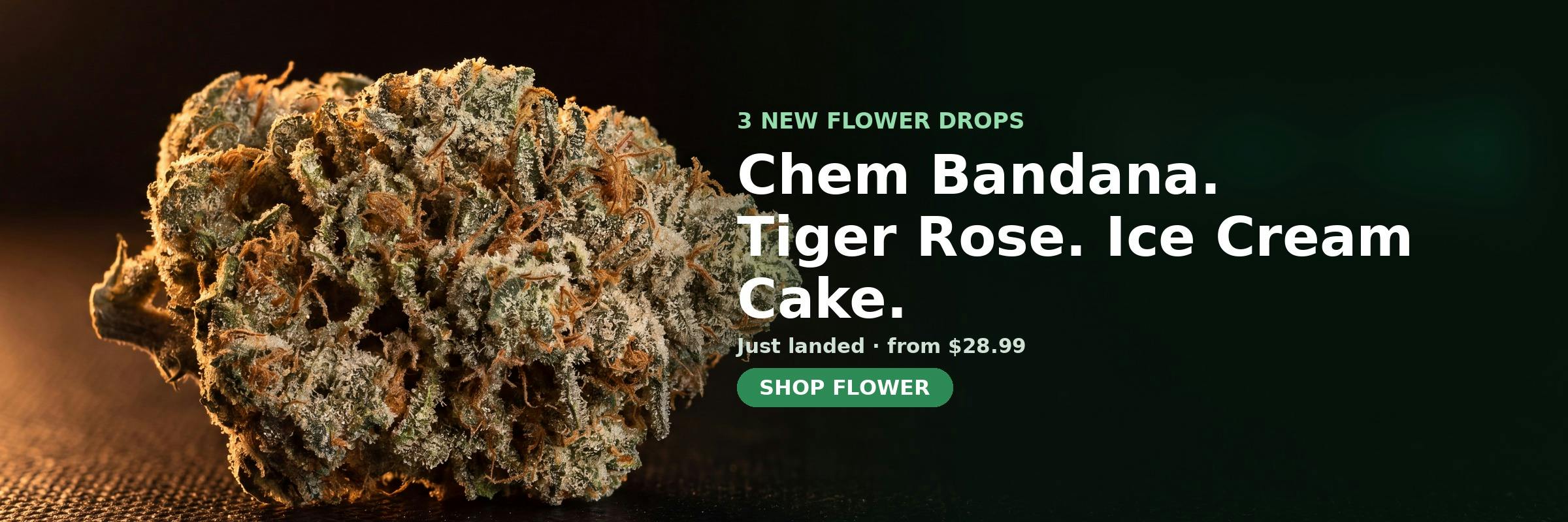 3 new Flower at MrGreen DC — Chem Bandana, Tiger Rose, Ice Cream Cake