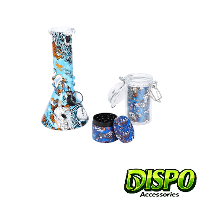 6" Gift Set w/ Bong + Grinder + Jar