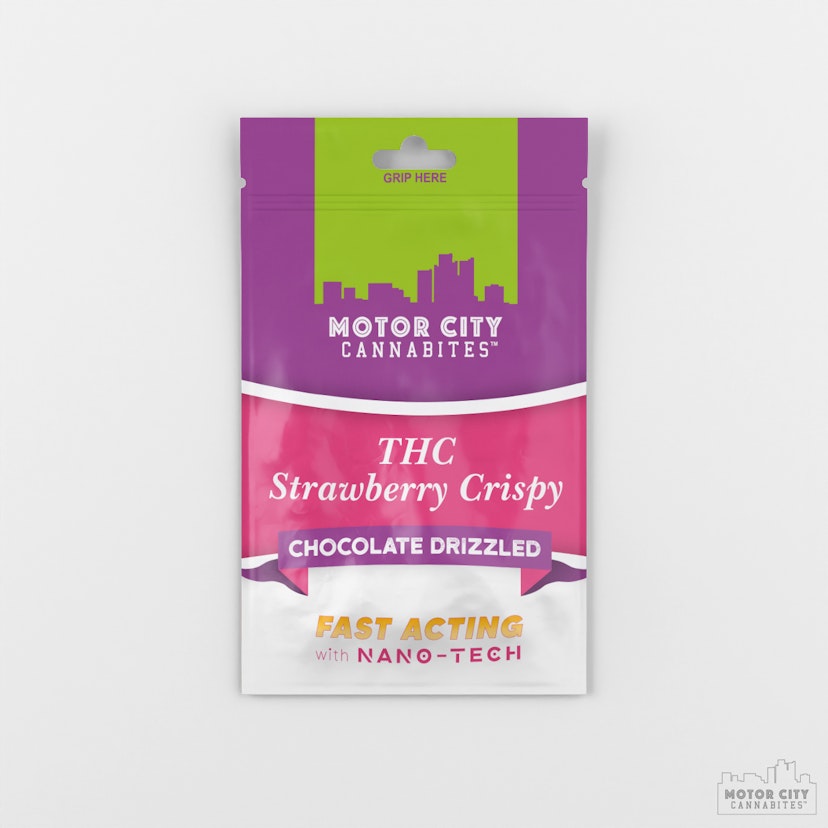 Motor City | 200mg Treats | Chocolate Drizzled Strawberry Crispy