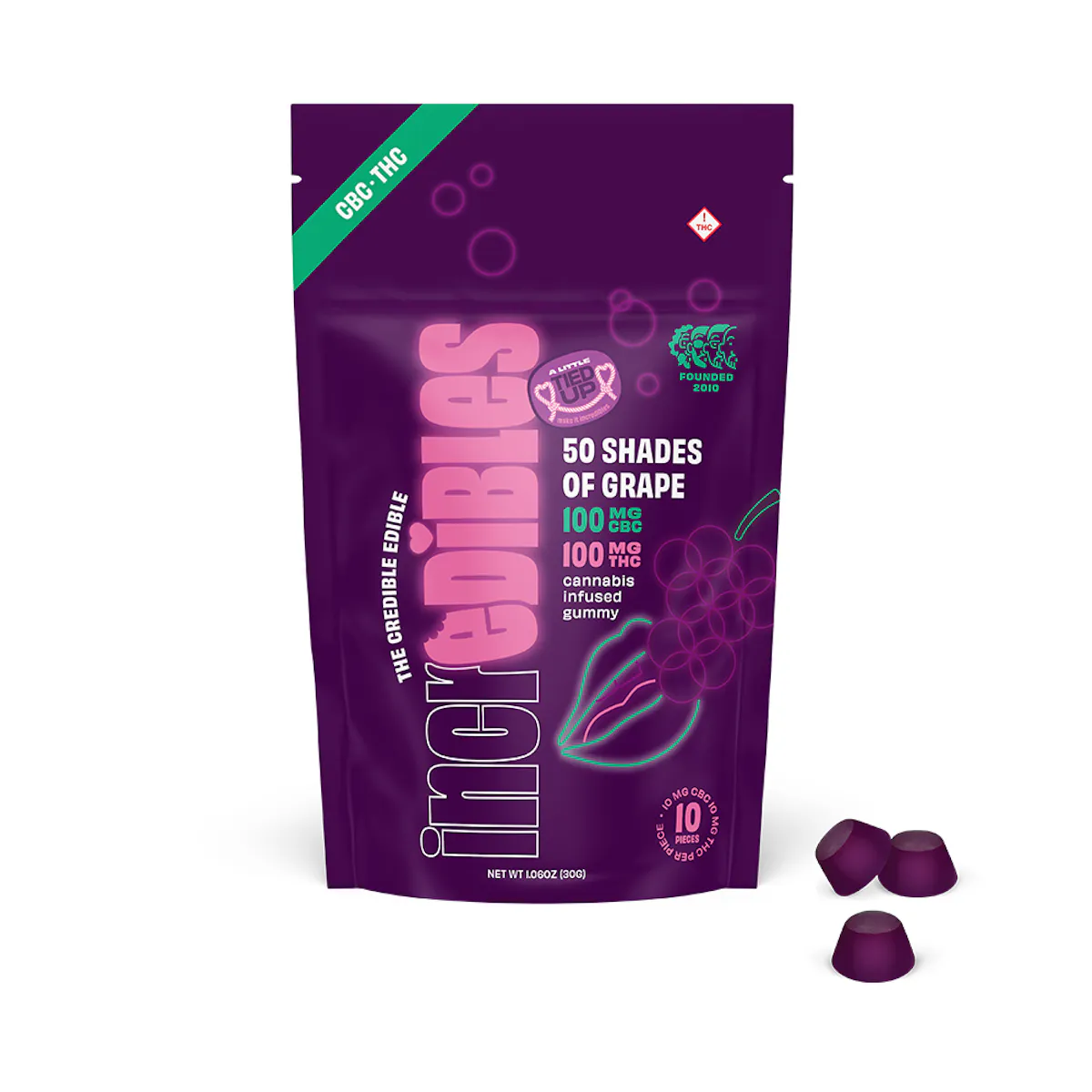 Incredibles l 50 Shades of Grape 1:1 [THC:CBC] Bites 10pk l 200mg