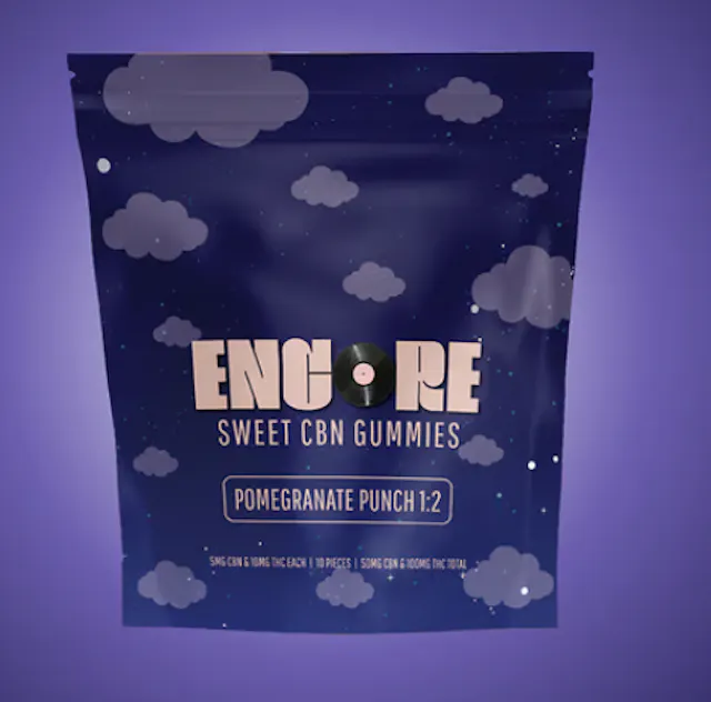 Encore Gummies Pomegranate Punch 2 THC : 1 CBN 10pk/100mg (indica, 2.8g)