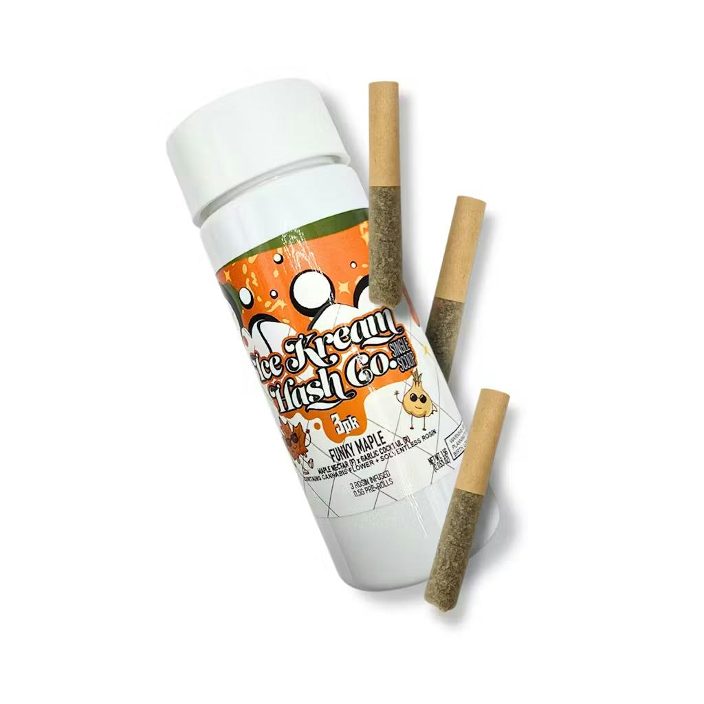 Ice Kream Hash - 3-Pack .5g Rosin Infused Prerolls - Funky Maple