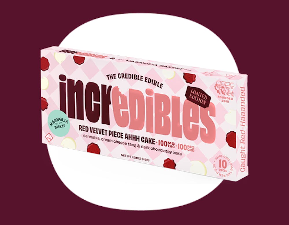 Product Chocolate Bar | Red Velvet Cake | 100mg THC 100mg CBD | Incredibles