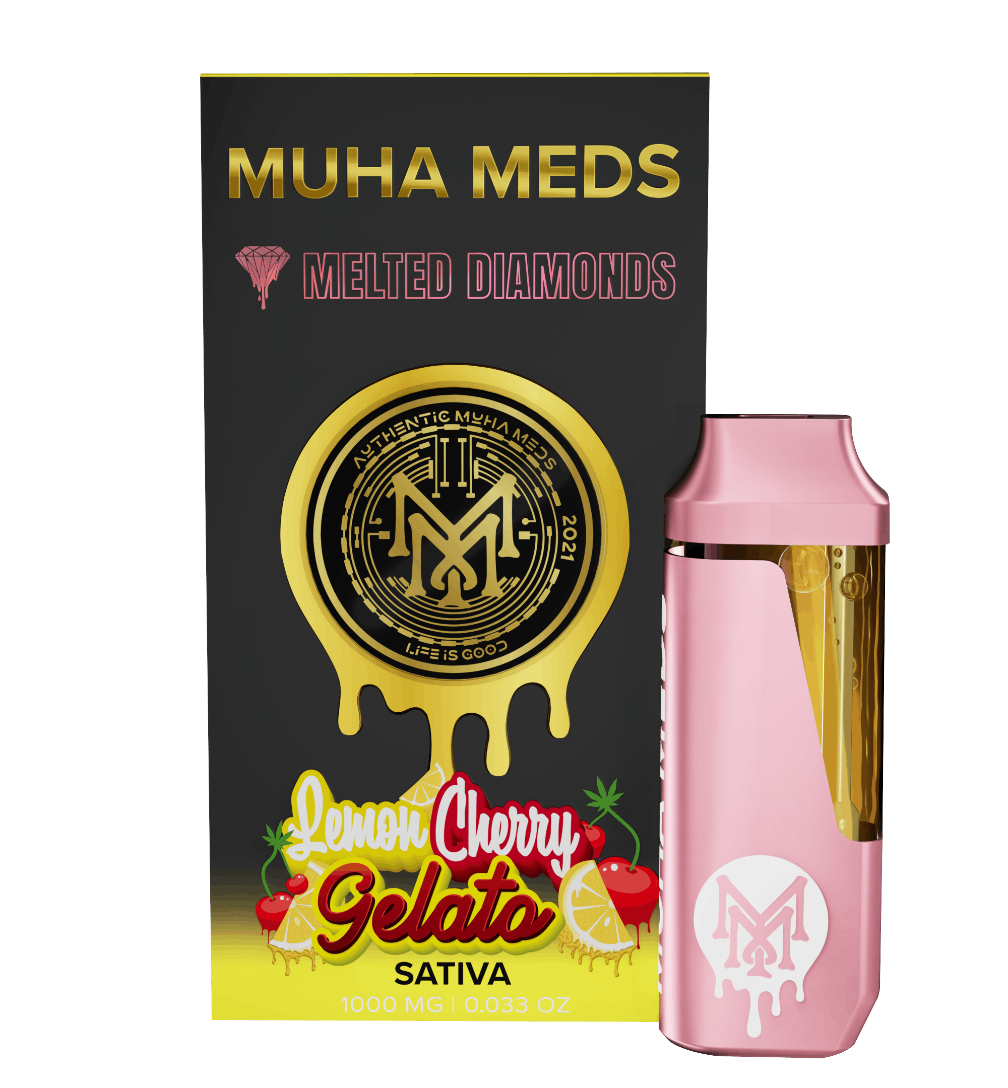 Muha Meds | Lemon Cherry Gelato Melted Diamonds | Disposable Vape 1g | True  Leaf