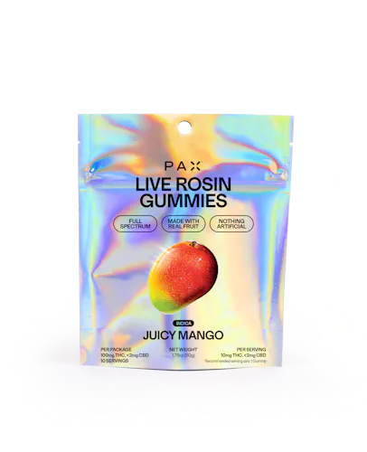 PAX | LIVE ROSIN GUMMIES | JUICY MANGO | 100MG(10PK)-active