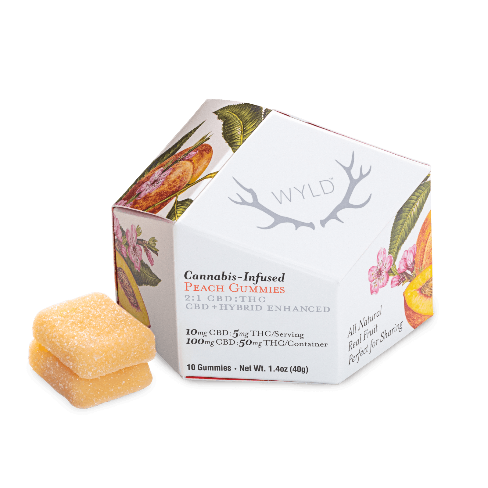 Photo of Peach 2:1 CBD + Hybrid Enhanced Gummies
