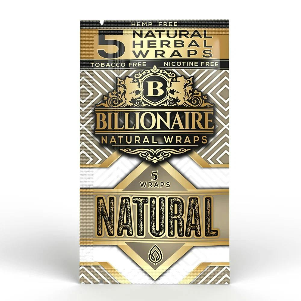 Billionaire Natural Wraps - 5 Pack Tobacco Free by Gatsby Cannabis Co. – Accessories at Gatsby Cannabis