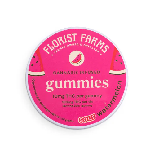 Florist Farms Sour Watermelon Gummies 10mg 10pk-1