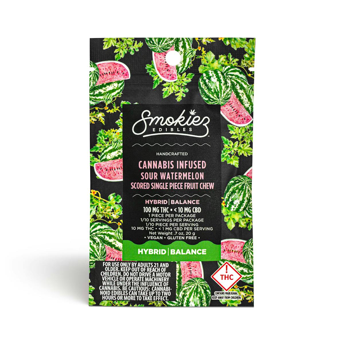 Photo of Sour Watermelon Scored Single Piece Fruit Chew (Hybrid) – 100mg