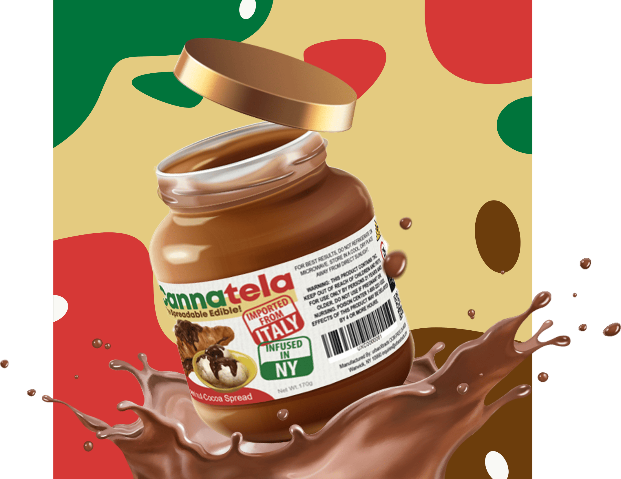 Hazlenut-Cocoa Spread • 105mg THC | 123mg CBD | 128mg CBG | 356mg