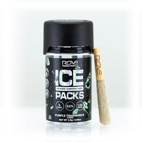 Purple Trainwreck | Infused Pre-Roll Ice Packs (Rosin Hash and Diamonds) | 5 Pack | .5g each-active