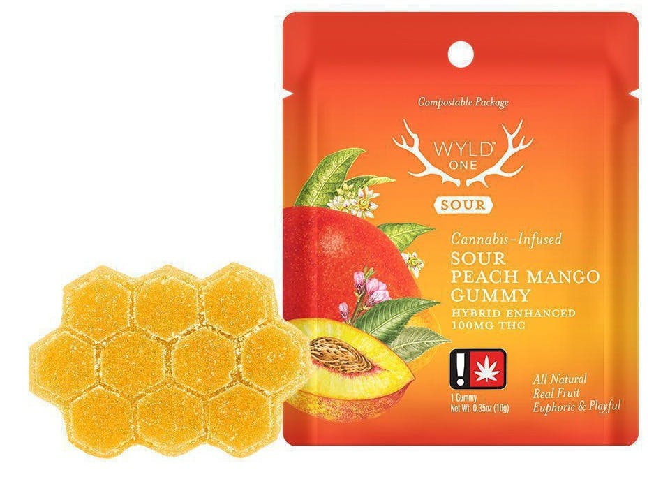 Photo of Sour Peach Mango Wyld Ones 100MG Gummy (Wyld)