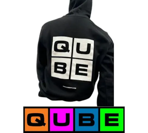 Qube | Black Hoodie | Design & Logo | Extra Large-1