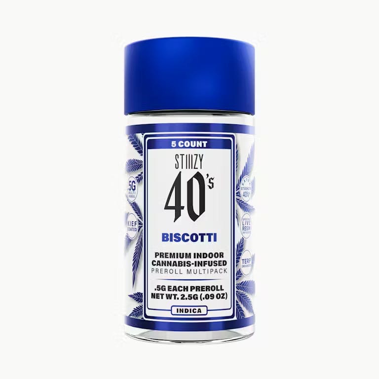 Product Stiiizy - Biscotti - 2.5g - 5pk - 40s Infused Prerolls