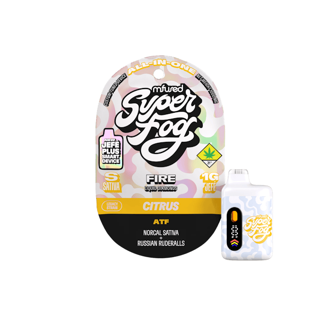 TYPE: Sativa
GENETICS: Norcal Sativa x Russian Ruderalls
CLASSIFICATION: Legacy Strain / Citrus Profile

Hop in the time machine and feel the vibes from the 90s with Alaskan Thunder F*ck! Sweet and earthy with a twist of lemon, you’ll feel the throwback vibes from an era of grunge and cassette tapes with each puff.

FIRE is a high-potency concentrate crafted from melted THCa diamonds and live resin terpenes, delivering a pure, authentic and complex flavor. This robust extract is powerful and delivers accelerated, intense effects to the user due to its remarkably high THC concentration.

Introducing the upgraded Mfused Jefé Plus device! 
LED screen display
Dosing Timer – Time your hits to monitor vapor intake
Battery Life – Monitor battery level so you’re never caught off guard
Temperature Display – Easily see which temperature your device is set to
Cold Start Timer – Countdown timer to indicate when device is ready for usage
Spark Button allows for a fully customized cannabis experience
Two Taps – Cold Start: Preheat oil and prevent potential clogging issues
Three Taps – Change Temperature: Three different temperatures
Five Taps – On/Off: Control battery life by turning off device when not in use
Discreet size and ergonomic shape for convenience
Custom-designed atomizer tuned for each oil type and product line
Fast charging via USB-C with multi-day battery endurance
Zero harmful additives 
Independently tested to ensure product safety
Designed, tested and developed in the U.S. with our aerosol testing laboratory
Built-in seven-second safety timer prevents the atomizer from overheating