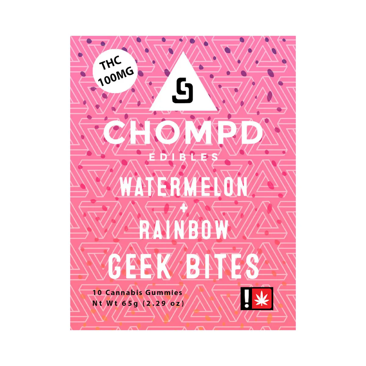 チコピド CD デキルダケハヤクモヤス Chompd 100mg WATERMELON + RAINBOW Geek Bites 10pk 68.5g Edibles