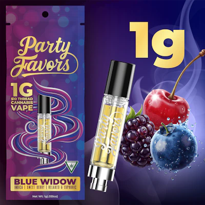 Party Favors - 1g Cart - Blue Widow - CARTRIDGES by Party Favors at King of Budz