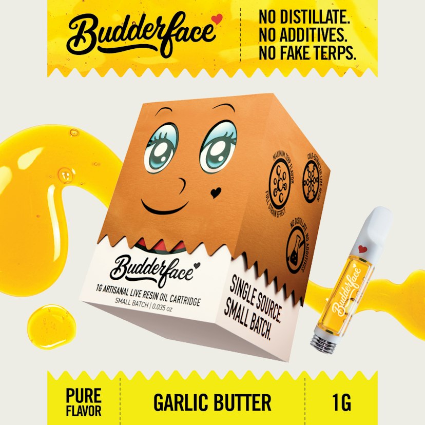 BUDDERFACE | Garlic Butter | 1G | Artisanal Live Resin 510 Vape Cart
