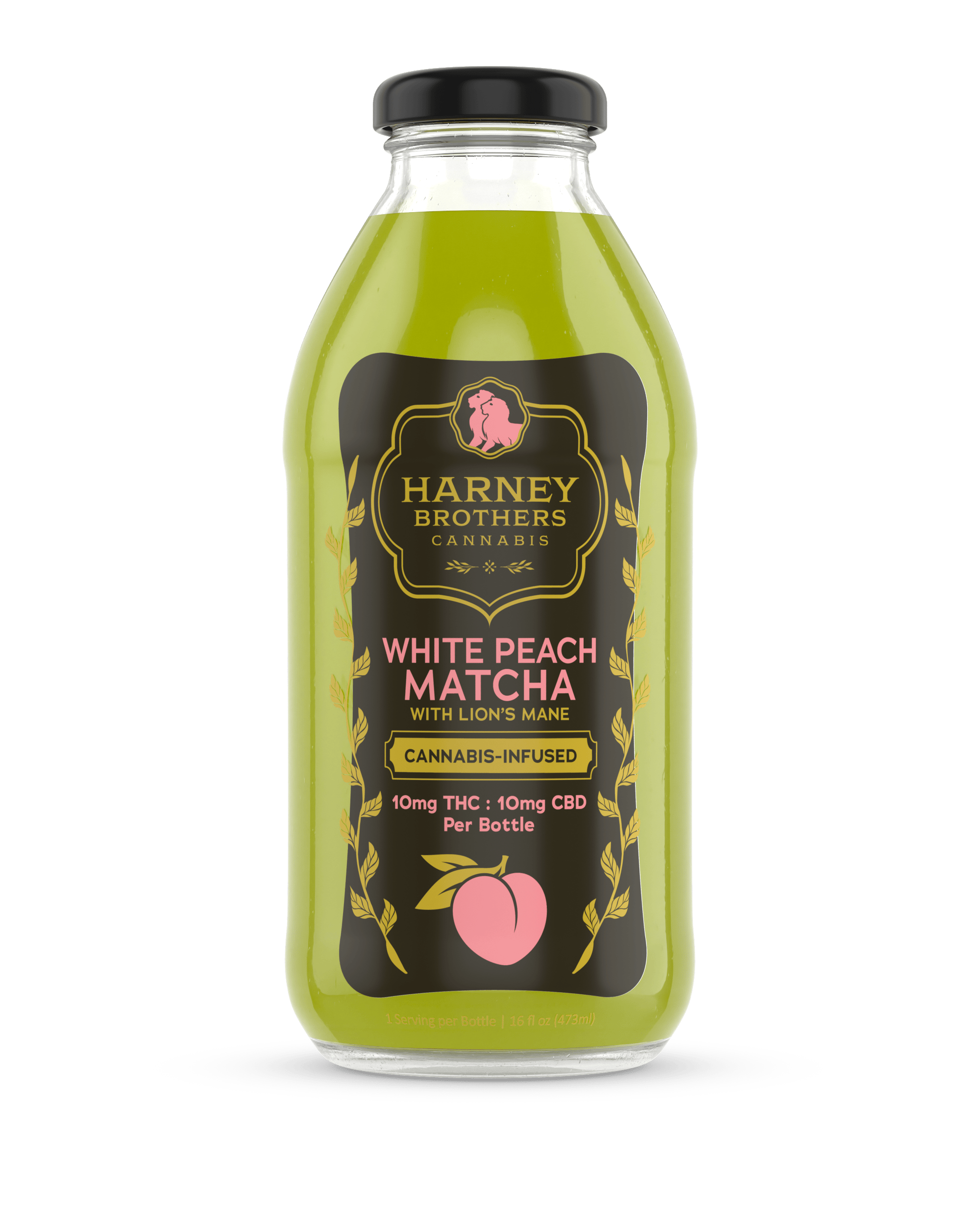 Harney Brothers Cannabis White Peach Matcha with Lion's Mane 10mg 16oz