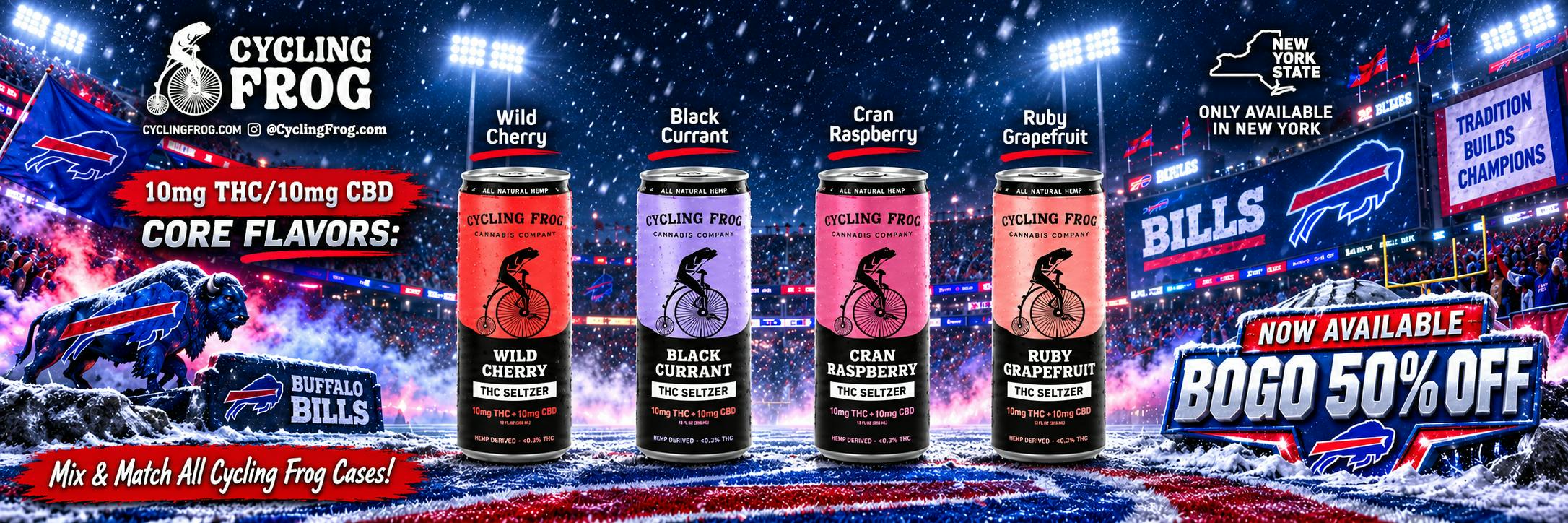 Cycling Frog cannabis Beverage buy one get one 50% off at The Phinest Buds Cannabis Dispensary located at 576 Dick rd ste 10a Depew, NY 14043