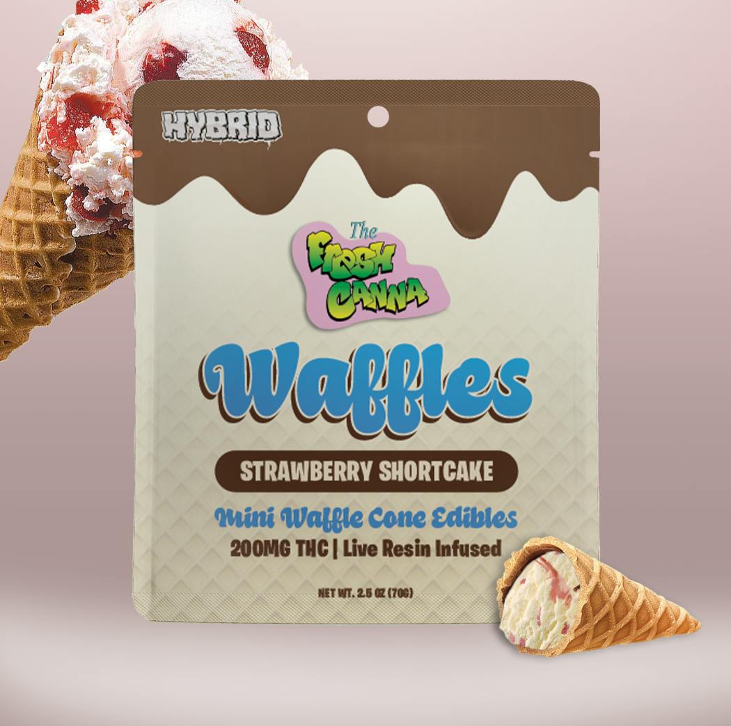 Product: Fresh Canna | Strawberry Shortcake Live Resin Mini Waffle Cones 10pk Bites 200mg