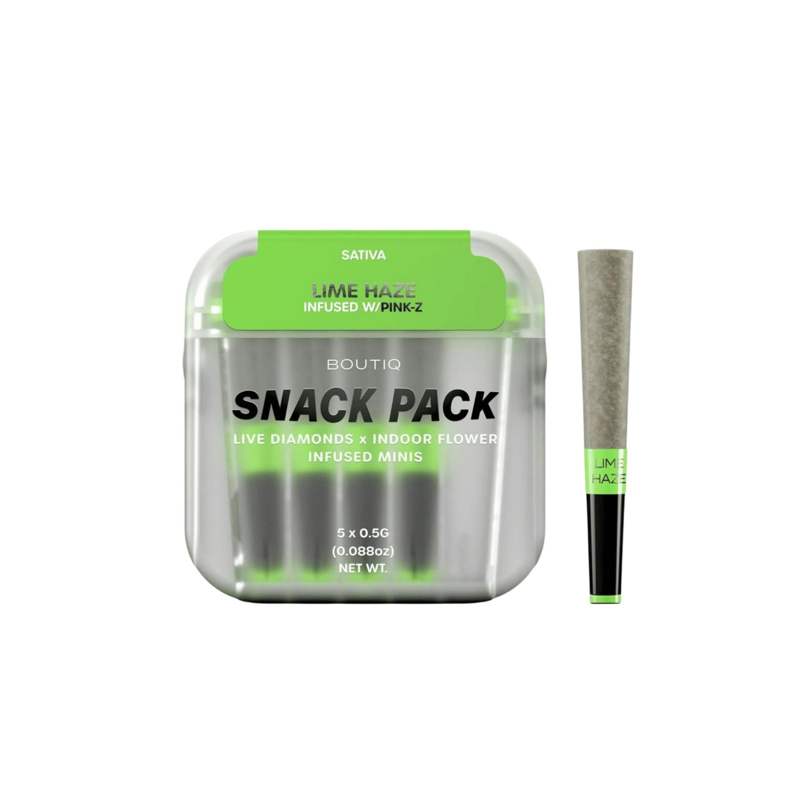 Boutiq - Lime Haze x Pink Z Diamonds Infused Prerolls 5pk - 2.5gBoutiqSativaTHC: 40%Kaya Bliss Summer Special! Spend $100 get $10 Off!+2