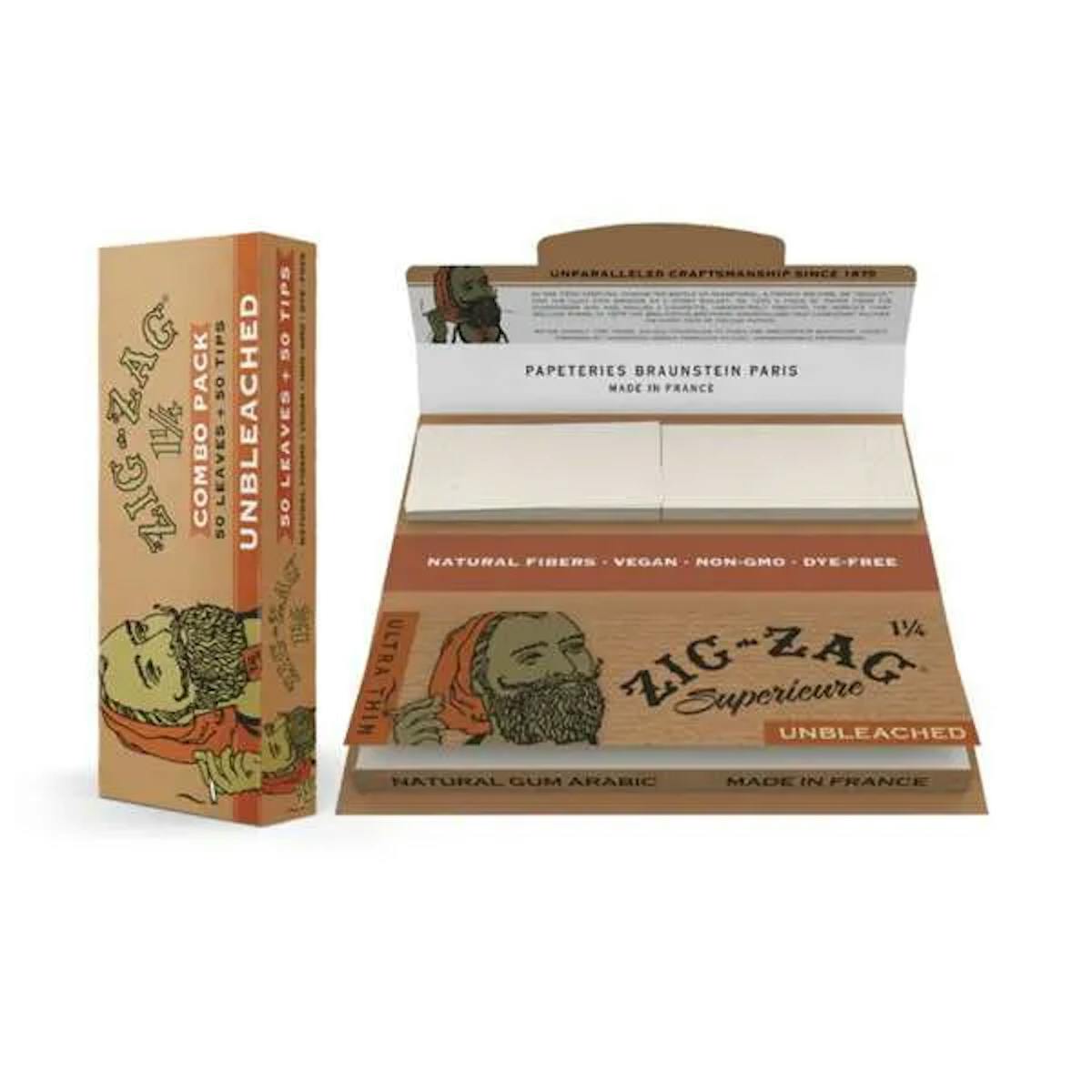 Photo of Zig Zag | 1 1/4 Combo Pack | 50ct Leaves – 50ct Tips | Unbleached