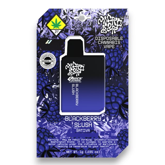 Disposable vaporizers contain concentrated cannabis oil that is heated by an attached battery and inhaled. These products come charged and ready to go, and are not designed to be reused, refilled, or recharged. These products are often very potent and are designed to be consumed in 2-3 second puffs.