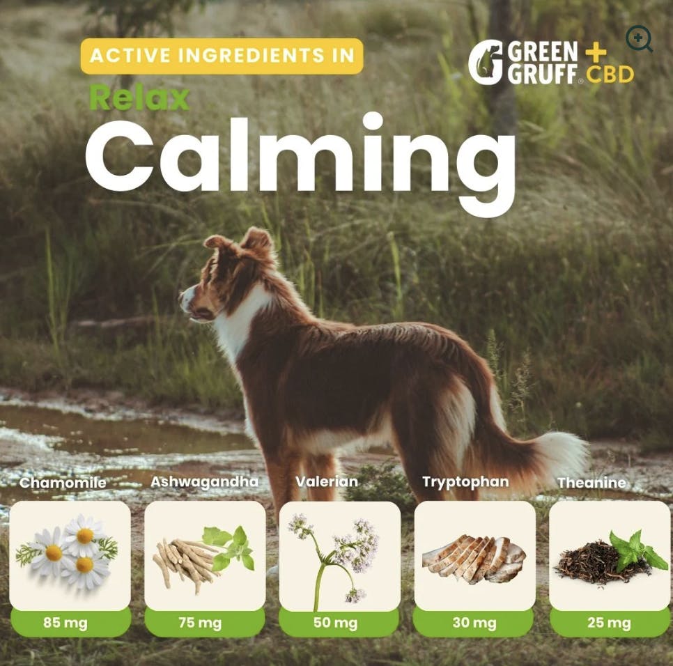 Green Gruff- Relax Plus CBD | Calming Dog Supplement 90ct-2