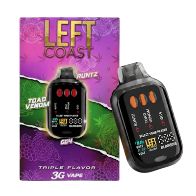 Left Coast - 3g Liquid Diamonds / Live Resin Disposable - Runtz x Toad Venom x GG4 - DISPOSABLES by Left Coast at King of Budz
