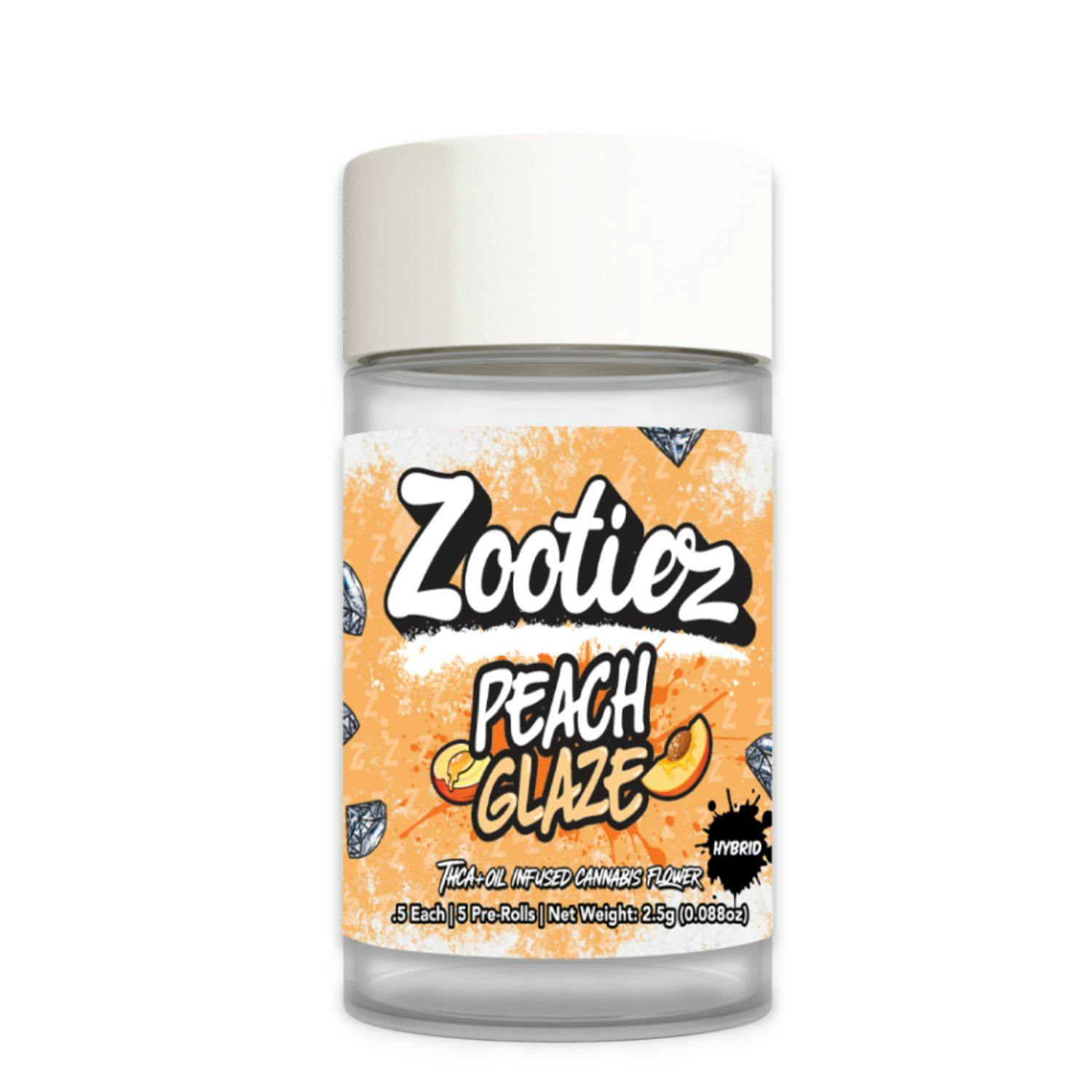 Zootiez - 5pk .5g Infused Prerolls - - Hybrid - **PEACH GLAZE** (2/$40)