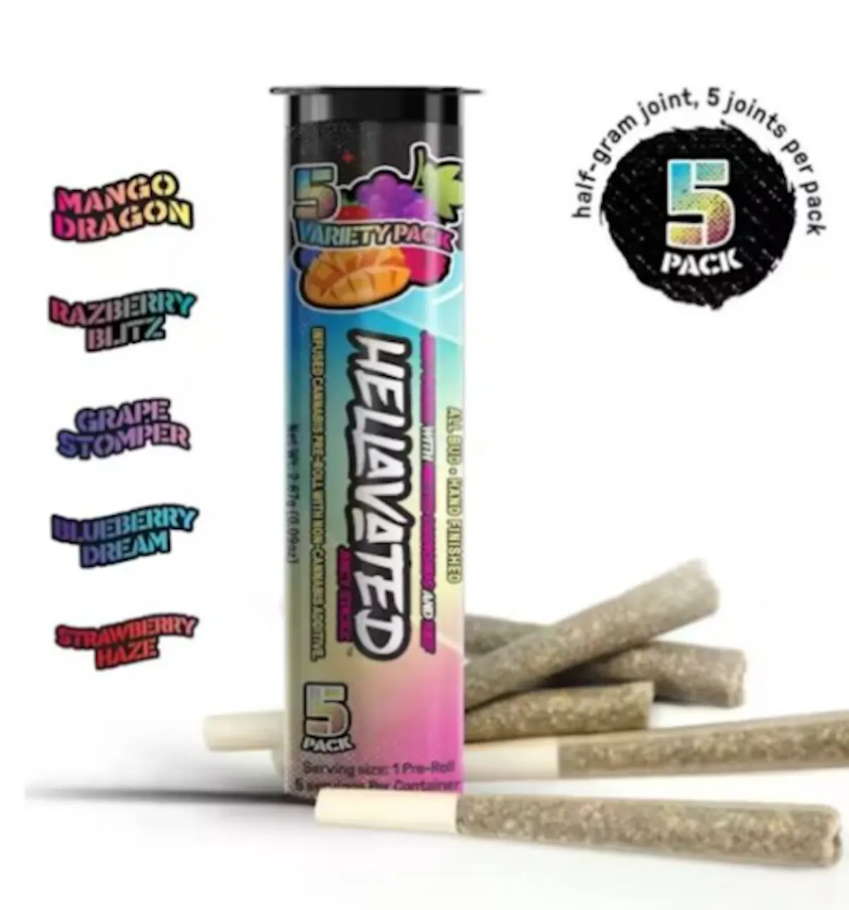 Hellavated Variety 5pk Juicy Stickz 2.5g Pre-rolls | Hellavated |