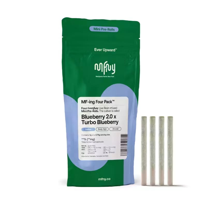 MFNY - Blueberry 2.0 x Turbo Blueberry - Live Resin Infused Pre-Roll 4pk image 0