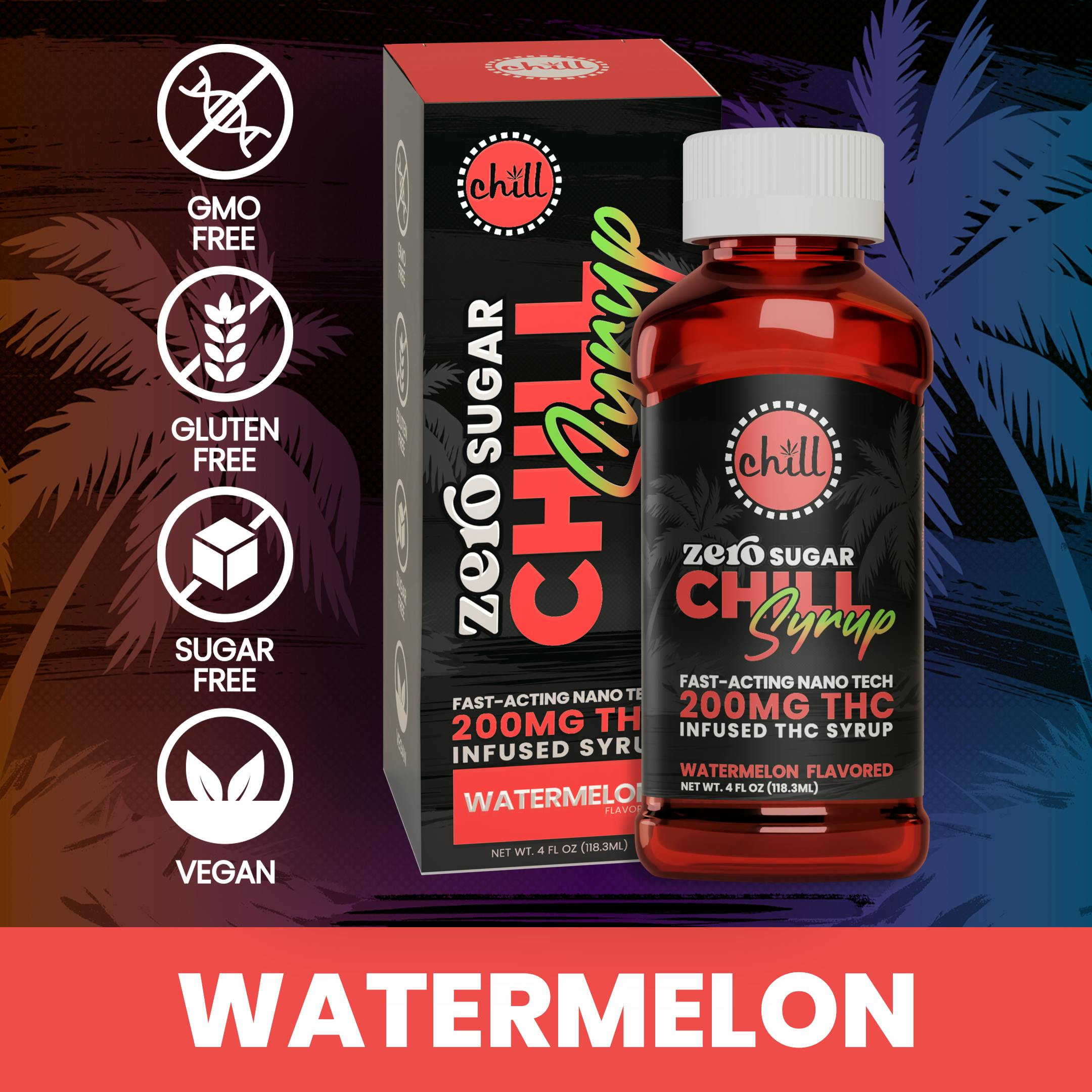 Chill Medicated - 200mg Sugar Free Syrup - Watermelon